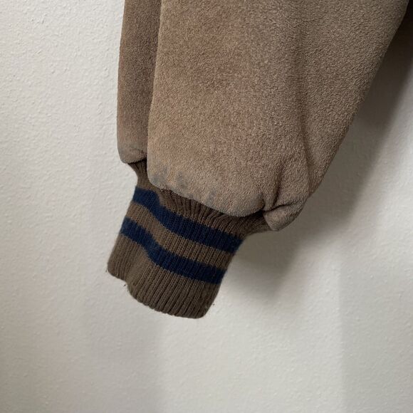 VTG Global Identity G-111 Leather Jacket Mens XL Brown & Blue Bomber Coat - Picture 13 of 16